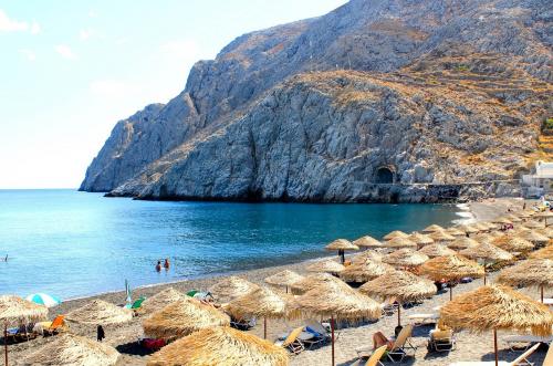 Kamari Black Sandy Beach Santorini